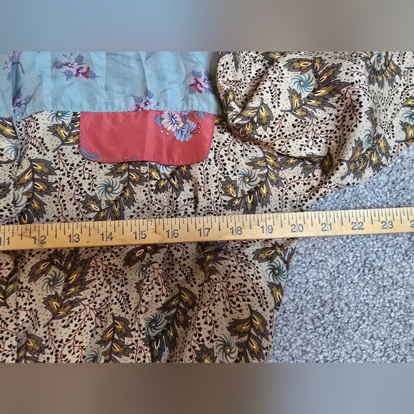 Carole Little Petites 100% Silk Mixed Patterns Button aup Top Elastic Waste - Picture 8 of 8